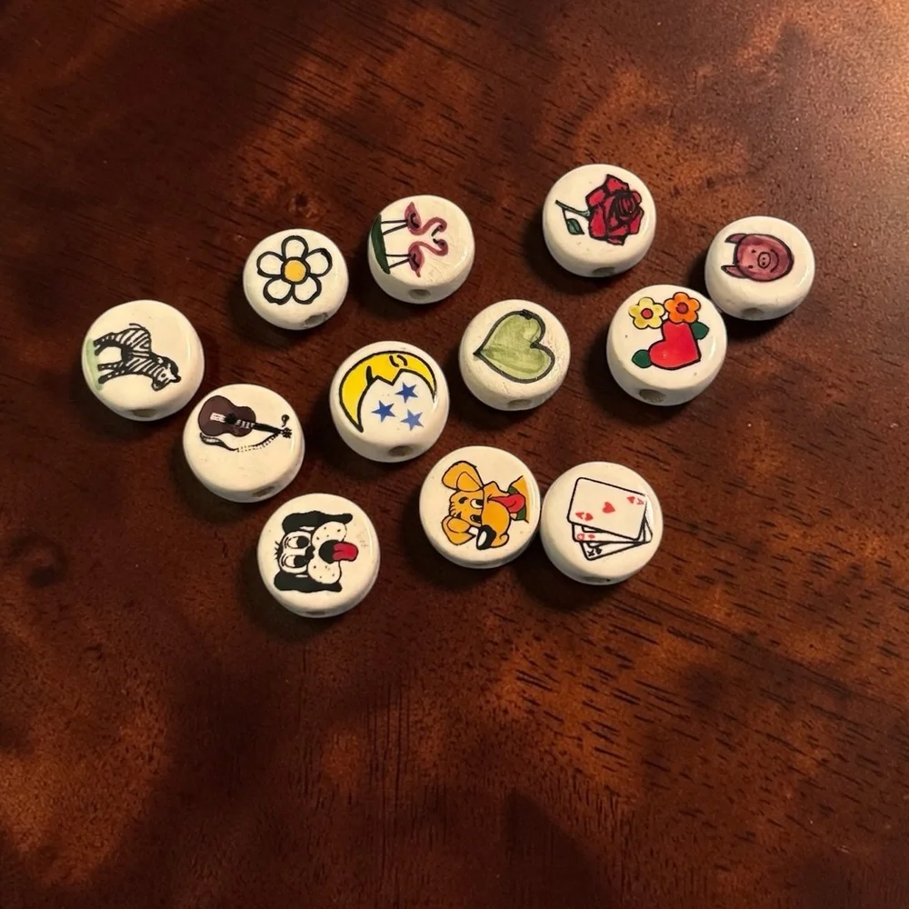 Vintage Ceramic Discs Beads for Necklace Bracelet or Keychain Various Designs